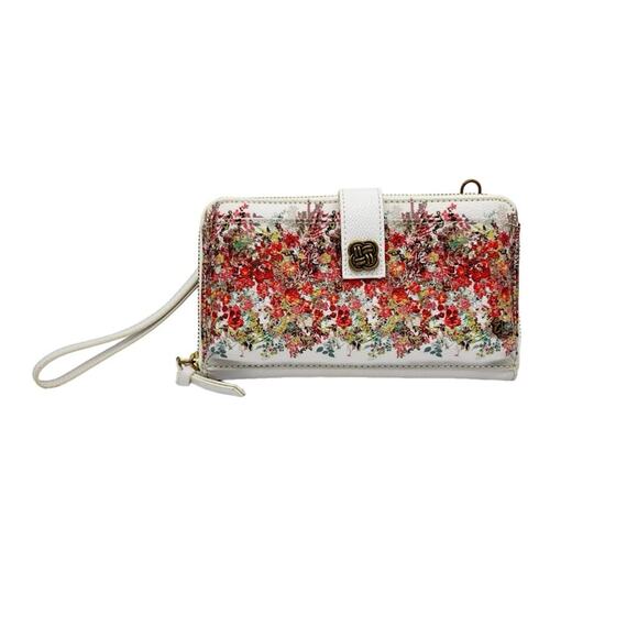Elliott Lucca Theo Wristlet Clutch White Bouquet Crossbody Strap Smartphone OS - Picture 1 of 6